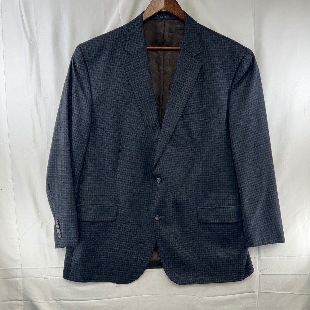 Cremieux Loro Piana Wool Blazer Mens 50L Navy Blue Micro Check Sport Coat